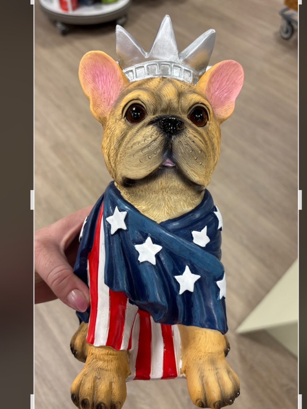 Patriotic French Bulldog Statue - Blue & Red Dog Figurine